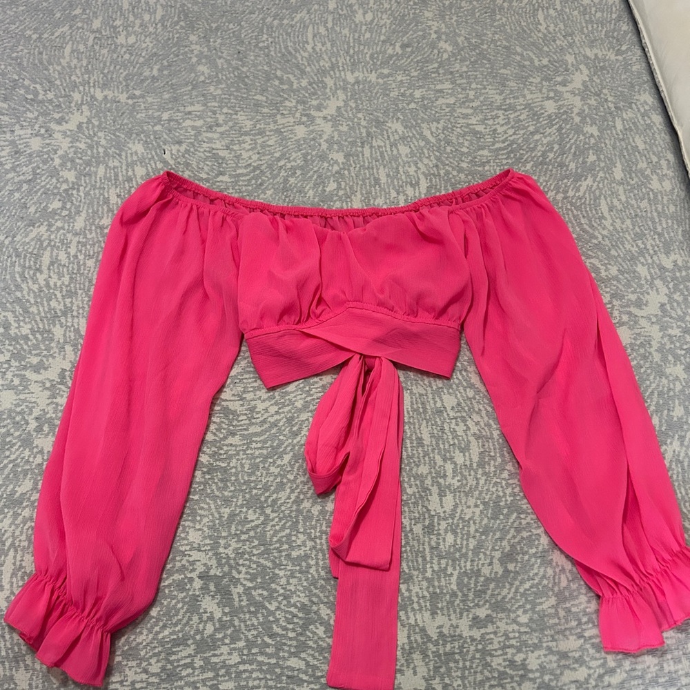 Chic Off-Shoulder Pink Blouse